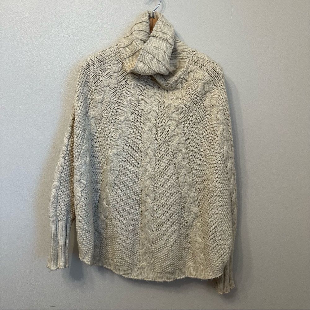 One A Cozy Cream Cable Knit Turtleneck Sweater